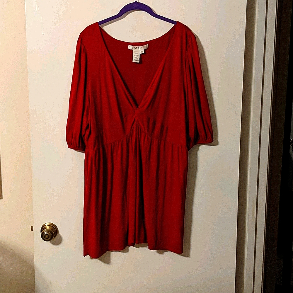 COPY - Red Twisted Front Short Sleeve Tunic SZ 3X